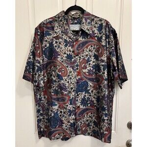 Reyn Spooner Shirt Mens Large Short Sleeve design Thai Silk  colorful all over